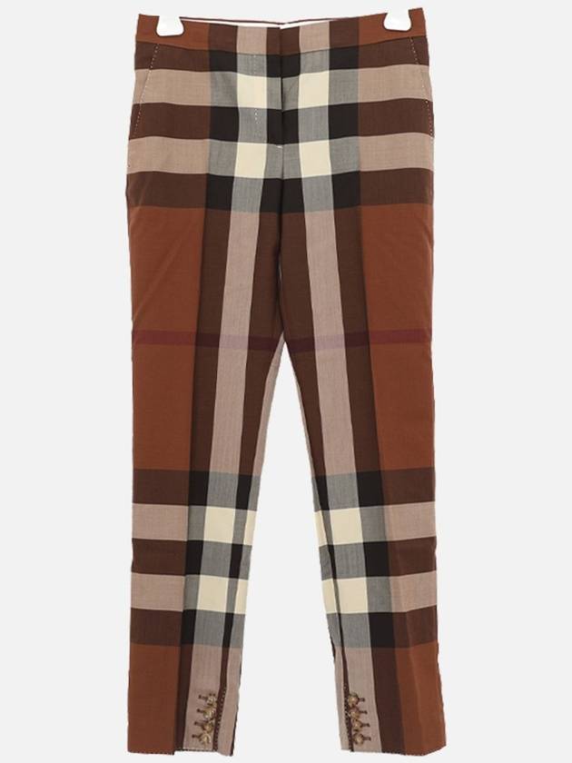 Women's Check Wool Tailored Pants Brown - BURBERRY - BALAAN 4