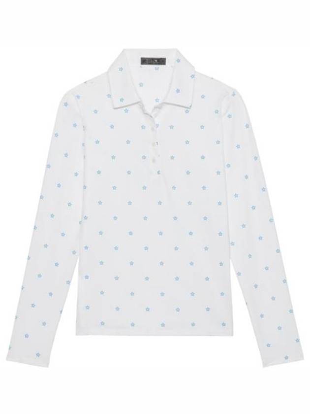 Women's Star Print Long Sleeve Pk Shirt White - G/FORE - BALAAN 2