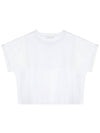 Logo Print Cropped Cotton Short Sleeve T-Shirt White - BALMAIN - BALAAN 3