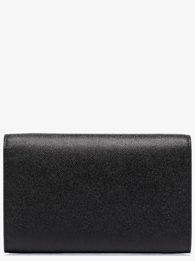 Monogram Uptown Chain Embossed Leather Long Wallet Black - SAINT LAURENT - BALAAN 4