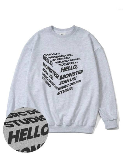 Cube Black Overfit Sweatshirt Melange Grey - MONSTER REPUBLIC - BALAAN 2