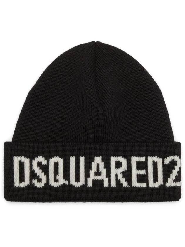 Intarsia Logo Wool Beanie KNM016101W043282124 - DSQUARED2 - BALAAN 1