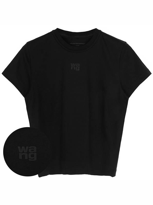 Logo Print Short Sleeve T-Shirt Black - ALEXANDER WANG - BALAAN 2