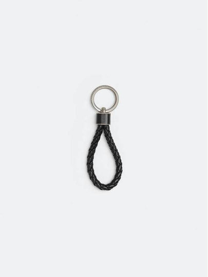 Intrecciato Leather Key Holder  Black - BOTTEGA VENETA - BALAAN 2