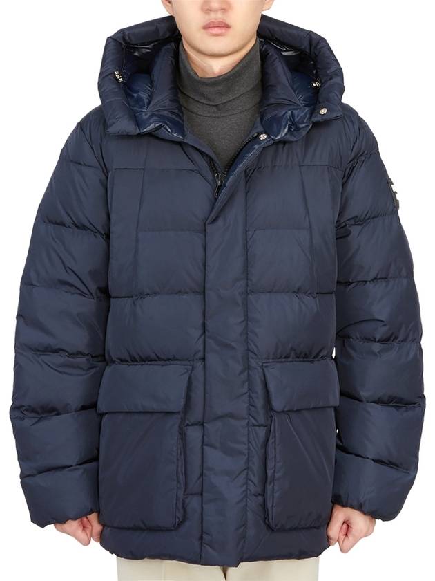 Men's Bixio Logo Hooded Quilted Padding Navy - DUVETICA - BALAAN 3