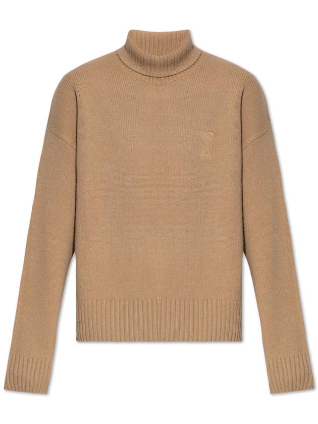 Ami Alexandre Mattiussi Wool Turtleneck, Women's, Beige - AMI - BALAAN 1