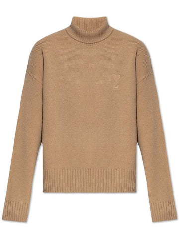 Ami Alexandre Mattiussi Wool Turtleneck, Women's, Beige - AMI - BALAAN 1