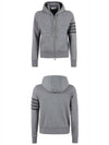 Men's Diagonal Armband Loopback Relaxed Fit Zip Up Hoodie Grey - THOM BROWNE - BALAAN 5