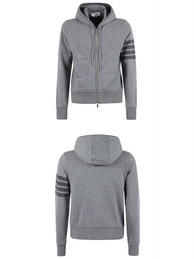 Men's Diagonal Armband Loopback Relaxed Fit Zip Up Hoodie Grey - THOM BROWNE - BALAAN 5