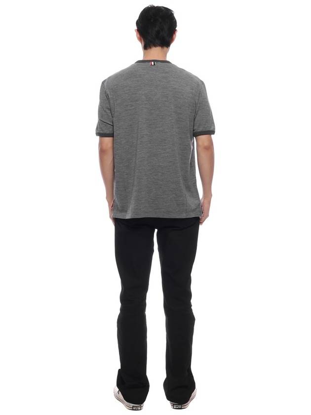 Ringer Wool Jersey Short Sleeve T-Shirt Grey - THOM BROWNE - BALAAN 6