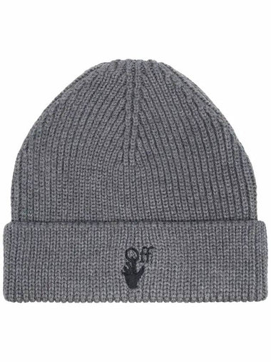 Embroidery Hand Logo Beanie Grey - OFF WHITE - BALAAN 1