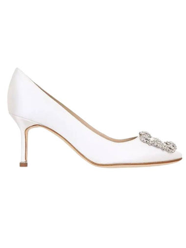 Hangisi Satin Jewel Pumps Heel 70mm White - MANOLO BLAHNIK - BALAAN 1