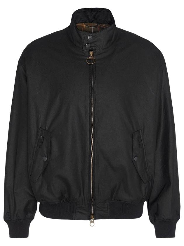 Waxed Harrington Zip Up Jacket Black - BARBOUR - BALAAN 2