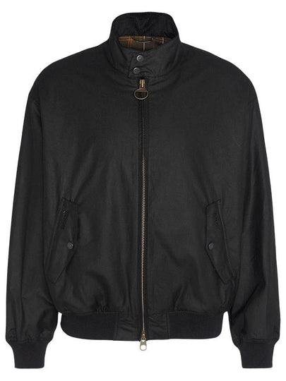 Waxed Harrington Zip Up Jacket Black - BARBOUR - BALAAN 2