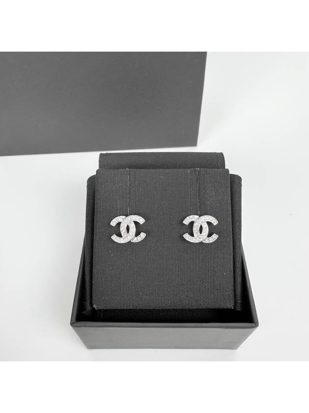 Women s Classic CC Logo Crystal Stud Earrings Silver - CHANEL - BALAAN 2