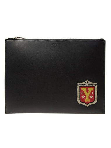 Y Shield Patch Clutch Bag Black - SAINT LAURENT - BALAAN 1