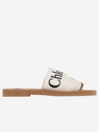 Woody Logo Flat Mule Slippers White - CHLOE - BALAAN 2