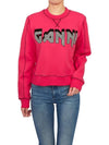 Women's Logo Print Organic Cotton Crop Sweatshirt Dark Pink - GANNI - BALAAN 6