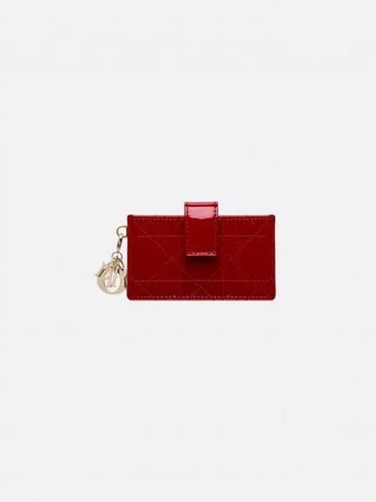 Lady 5-Gusset Patent Cannage Calfskin Card Wallet Cherry Red - DIOR - BALAAN 2