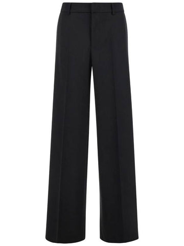 'Lorenza' Black Pants With Belt Loops In Wool Blend Woman - PT TORINO - BALAAN 1