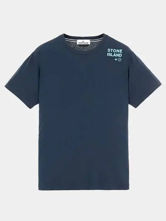 Shoulder Logo Round Short Sleeve T-Shirt Navy - STONE ISLAND - BALAAN.