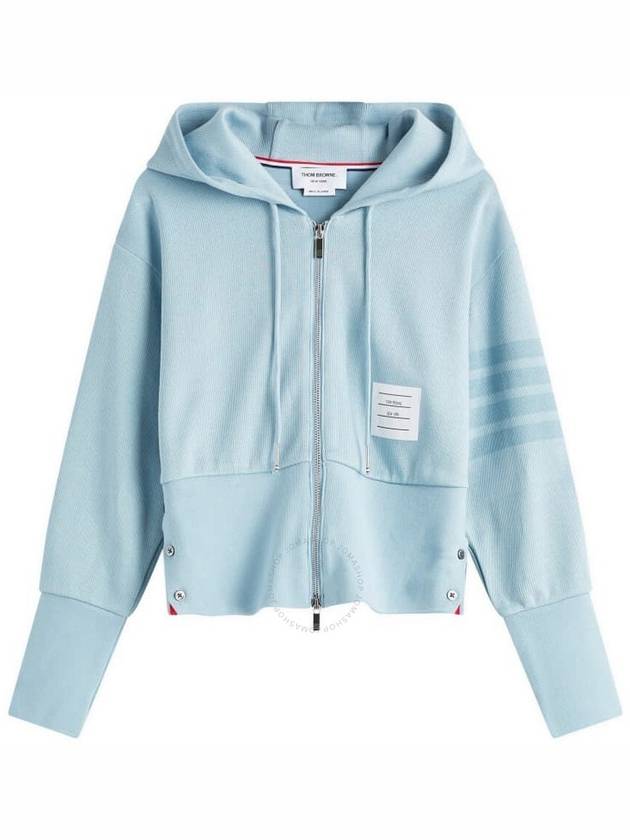 Double Face Knit 4 Bar Zip Up Hoodie Light Blue - THOM BROWNE - BALAAN 2