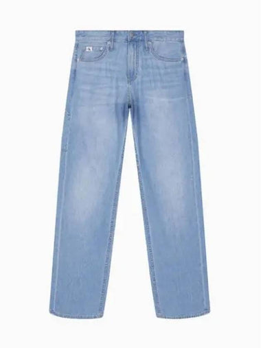 Jeans 90s Straight Fit Linen Denim Jeans Light Blue - CALVIN KLEIN - BALAAN 1