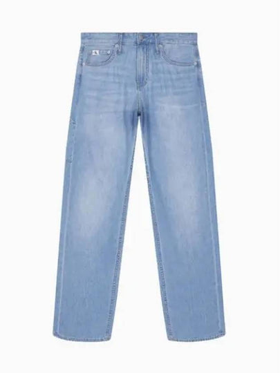 Jeans 90s Straight Fit Linen Denim Jeans Light Blue - CALVIN KLEIN - BALAAN 2