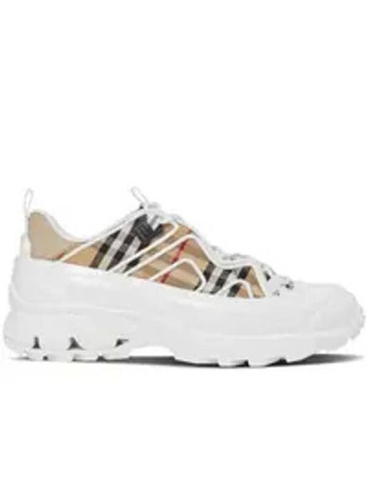 Arthur Vintage Check Cotton Leather Low Top Sneakers White - BURBERRY - BALAAN 2