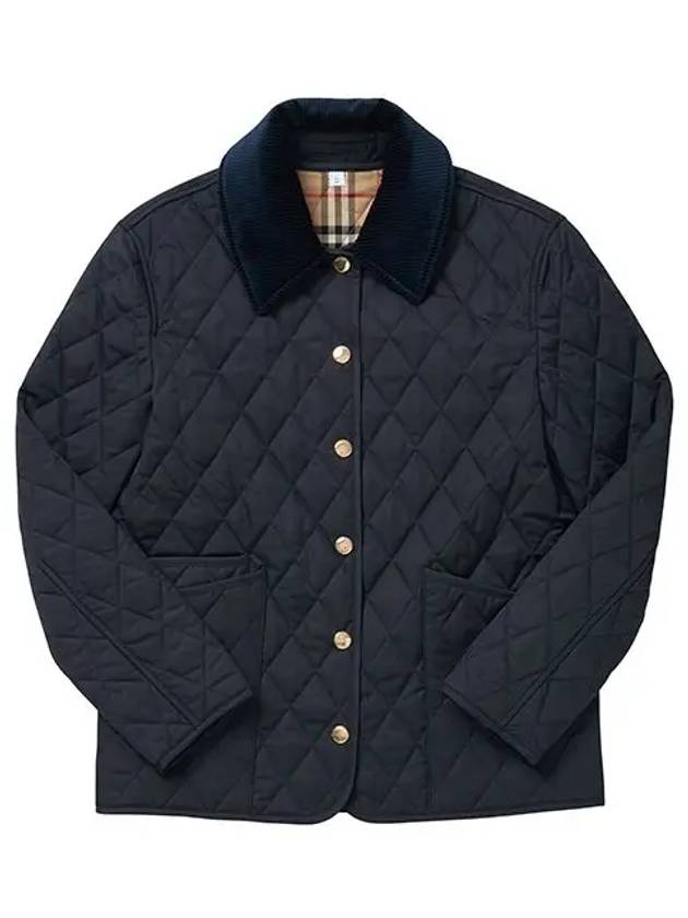 Corduroy Collar Quilted Jacket Dark Blue - BURBERRY - BALAAN 6