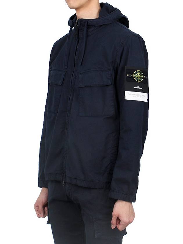 Cotton Twill Stretch Hooded Jacket Navy - STONE ISLAND - BALAAN 5