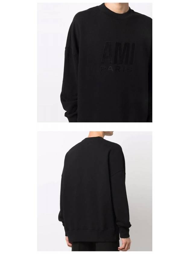 Chest Embroidery Logo Sweatshirt Black - AMI - BALAAN 6