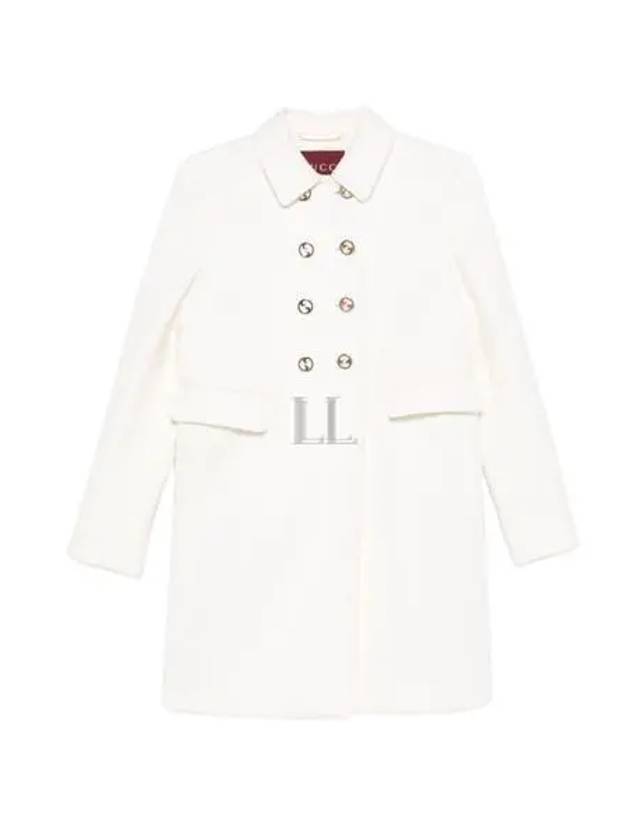 Slim Fit Wool Double Coat White - GUCCI - BALAAN 2