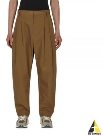 SS22P42BRWCOT 001 BROWN 6 Pleat Cotton Pants - HED MAYNER - BALAAN 1