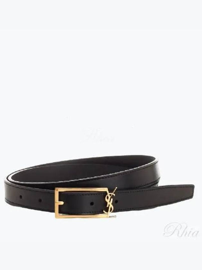 Logo Leather Belt Black - SAINT LAURENT - BALAAN 2