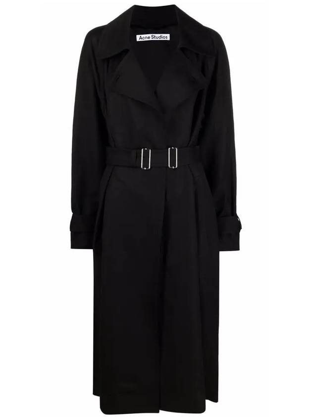 Belt Long Wool Trench Coat Black - ACNE STUDIOS - BALAAN 3