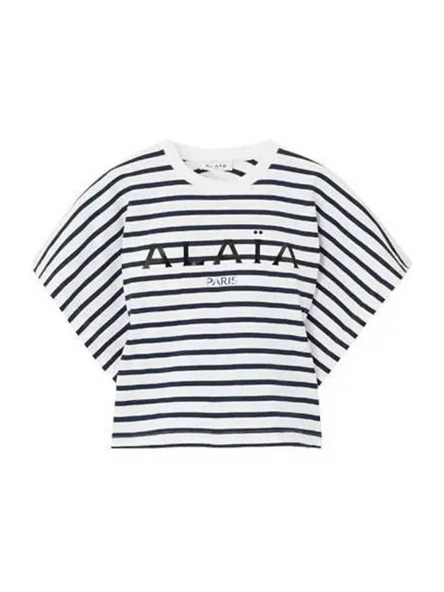 T shirt women s printed jersey crop short sleeve striped - ALAIA - BALAAN 1