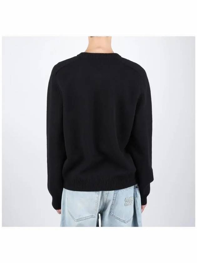 Men's Triomphe Crew Neck Cashmere Wool Knit Top Black - CELINE - BALAAN 5