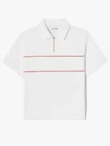 Women's Half Zip Short Sleeve Sweatshirt Off White - LACOSTE - BALAAN 1