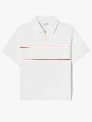 Women's Half Zip Short Sleeve Sweatshirt Off White - LACOSTE - BALAAN 1