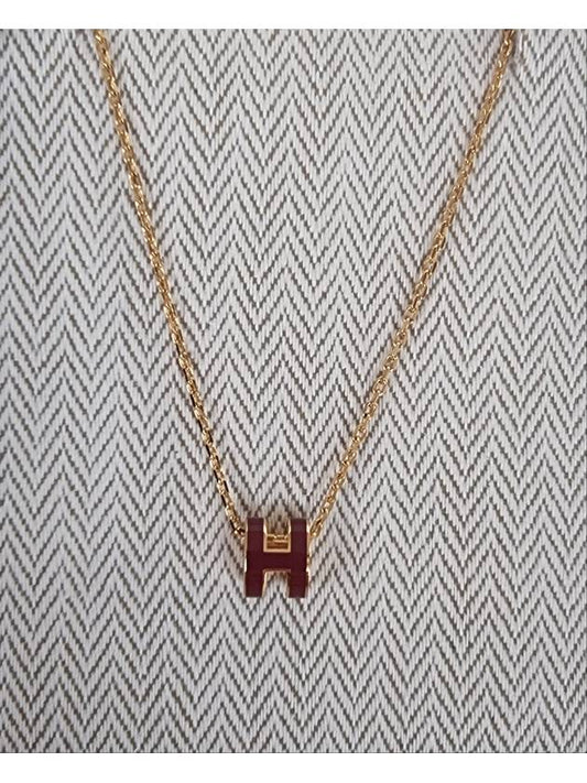 Mini Pop H Pendant Necklace Gold Rouge Ruby - HERMES - BALAAN 2