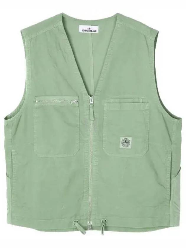 Cupro Cotton Twill TC Logo Patch Vest Green - STONE ISLAND - BALAAN 2