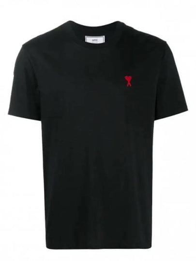 Small Heart Logo Short Sleeve T-Shirt Black - AMI - BALAAN 2