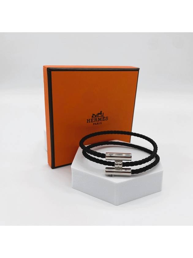 Tunis Tresse Palladium Bracelet Noir - HERMES - BALAAN 4