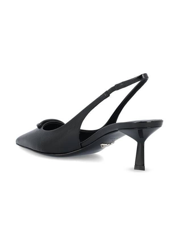 Logo 55mm leather sandal heel black - PRADA - BALAAN 4