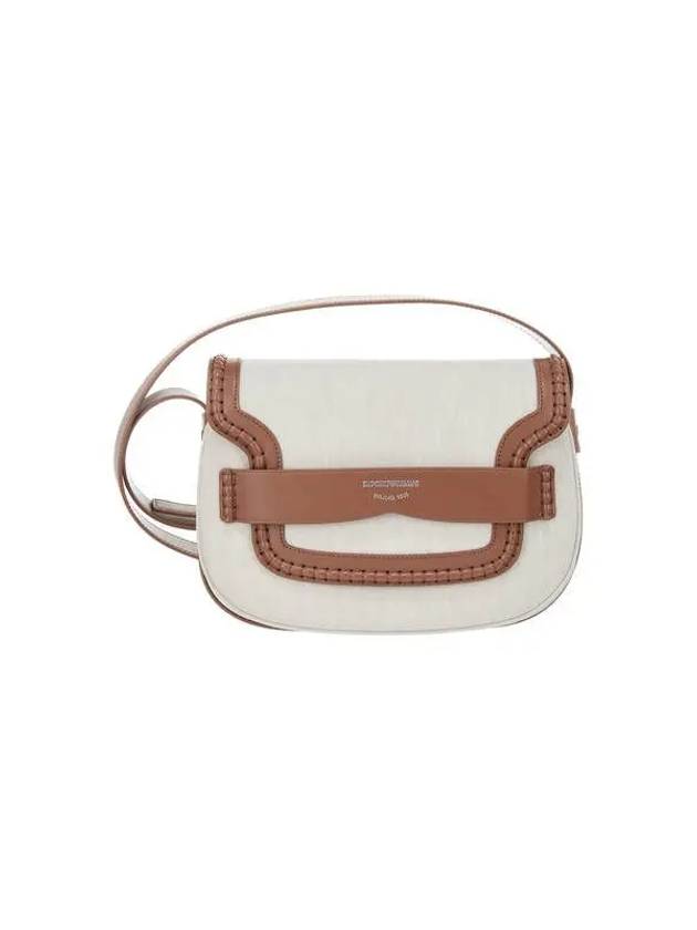 Women s Curve Flap Linen Medium Shoulder Bag Beige - EMPORIO ARMANI - BALAAN 1