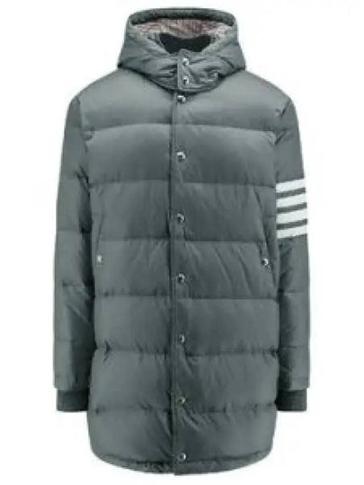 Men's 4 Bar Button Down Hooded Padding Grey - THOM BROWNE - BALAAN 2