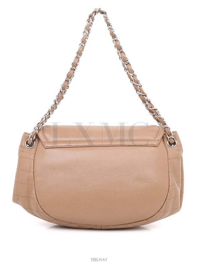 Caviar Half Moon Chain Shoulder Bag Dark Beige CC Logo A50987 - CHANEL - BALAAN 4