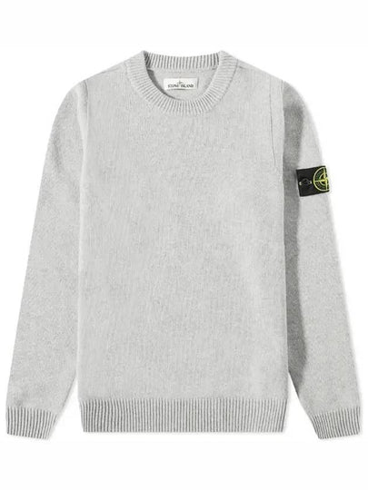 Wappen Patch Crew Neck Wool Knit Top Grey - STONE ISLAND - BALAAN 2