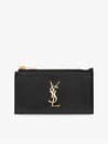 Cassandra Fragment Zipper Card Case Lambskin Black - SAINT LAURENT - BALAAN 2